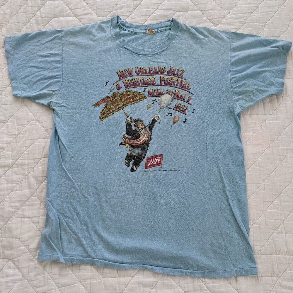Rare Vintage New Orleans Jazz Fest Tee 1982 Schlitz XL